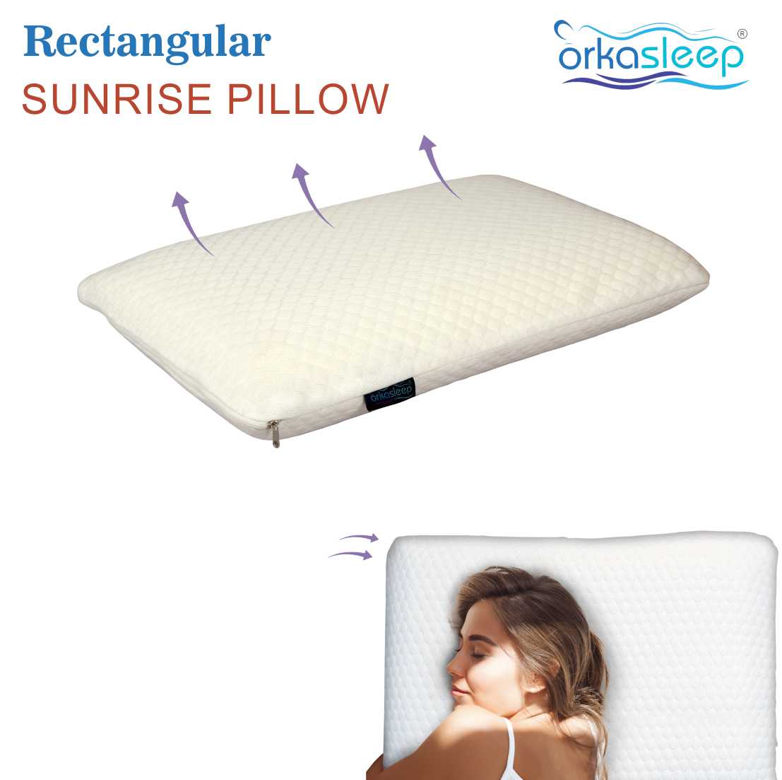Orkasleep Sunrise Rectangular Orthopedic Neck Support Pillow for Sleeping & Shoulder Pain Memory Foam Solid Sleeping Pillow Pack of 1 view 2